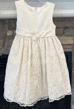American Princess Ivory Lace Dress Sash Flower Pearls Bow Size 4