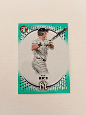2025 Topps Pristine Ben Rice Aqua Refractor Rookie RC #/199 New York Yankees