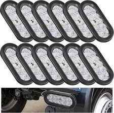 Yexiya 12 Pack Oval LED Trailer Light Kit - 10 Stop Reverse, Turn, White 