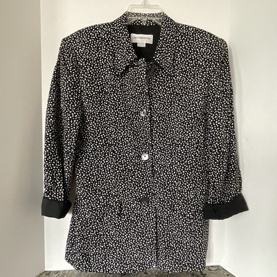 Liz Clairborne Collection Women's Black/Ivory Dots Dressy Jacket Sz 10-