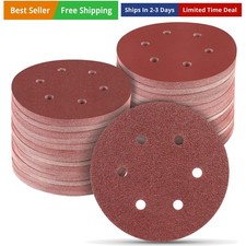 100 PCS 6 Inch Sanding Discs, 6 Hole Hook and Loop Sandpaper 60 80 120 240 40...