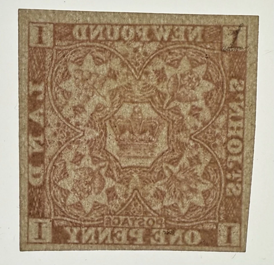 Newfoundland #15Ai 1861 1d chocolate brn. Heraldic Flowers MNG/4 mrgn; $250 UCV - Image 3 of 3