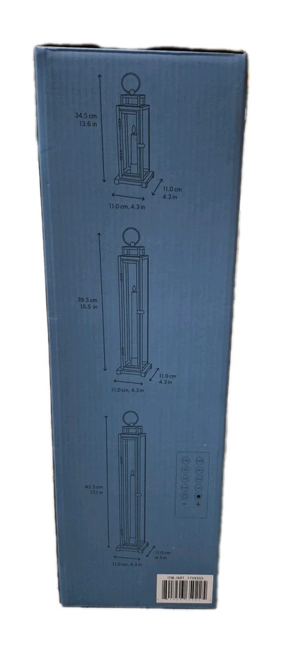 Evergreen LED Tapered Candle All Steel Frame Tower Lantern Pack of 3 - black - Image 3 of 3