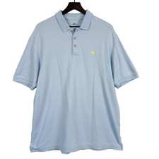 Tommy Bahama Pima Cotton Light Blue Polo Shirt SS Mens - L
