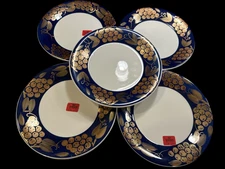 NWT 5 Pcs Pier 1 Tuscany Gold 10.5 Dinner Plates Hand Painted Grape Italy - NEW