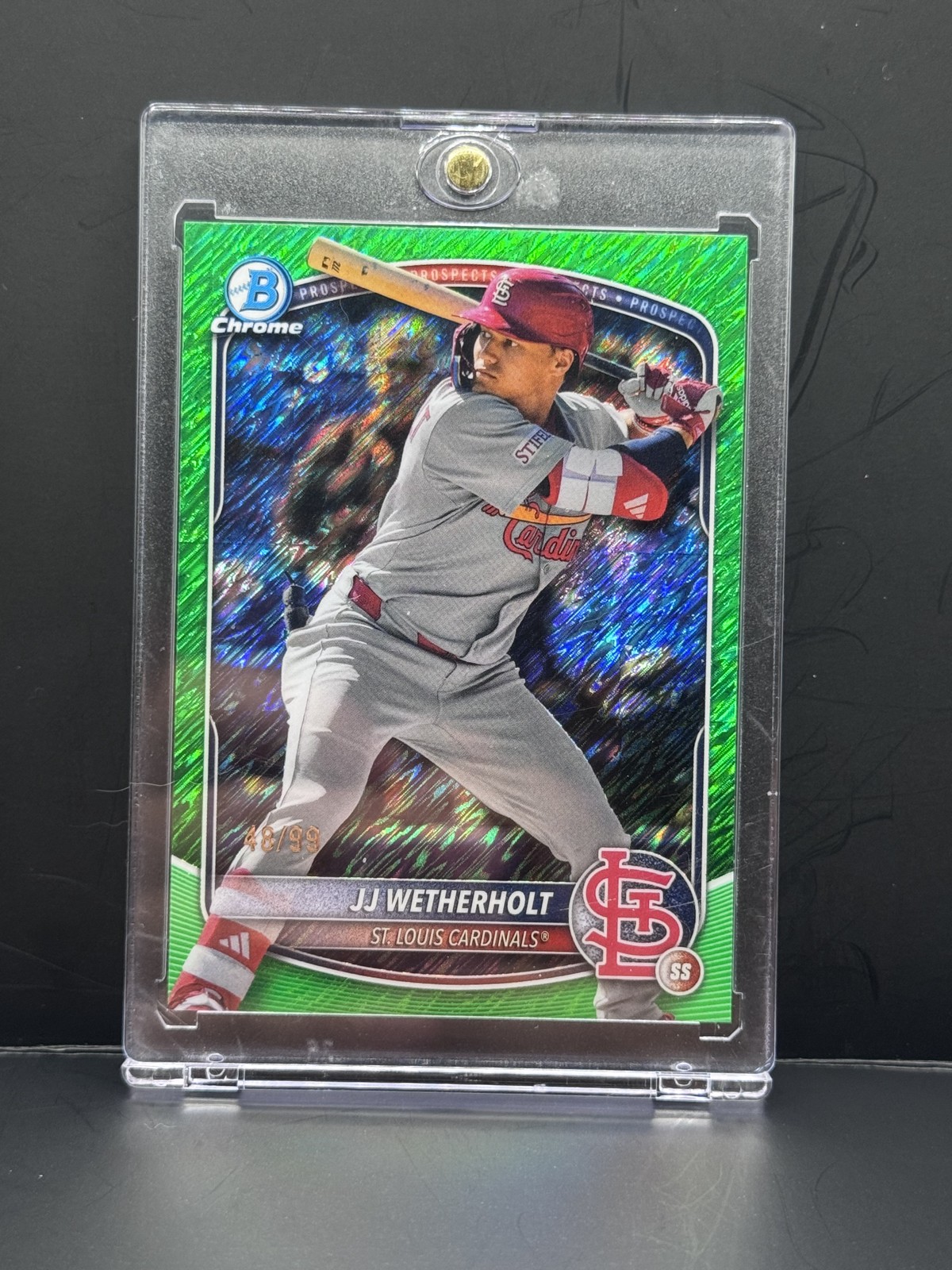 2025 Bowman - Chrome Prospects JJ Wetherholt #BCP-22 Green Shimmer Refractor /99