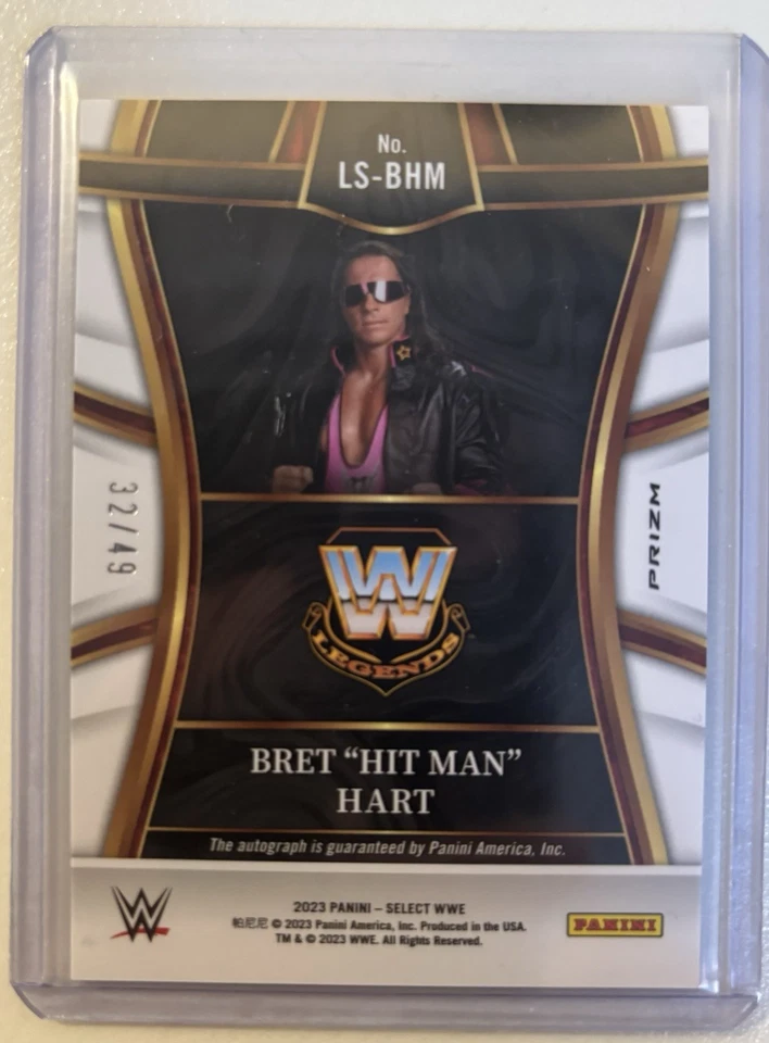 WWE 2023 Panini Select Bret The Hitman Hart Blue Auto /49 - Image 2 of 2