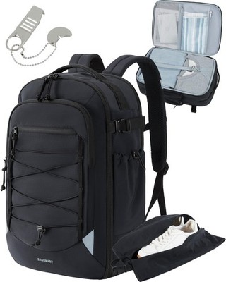 Mochila De Viaje 27L Con Bolsa Para Zapatos Apta Para Avion Negro