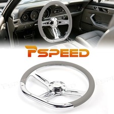 D-shape 14 Car Truck Grey Leather Chrome 3-spoke 6-bolt Billet Steering Wheel D-shape 14 Car Truck Grey Leather Chrome 3-spoke 6-bolt Billet Steering Wheel