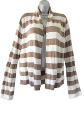 American Eagle Cardigan Sweater Womens Large Beige Ivory Striped Vintage 90s Y2K