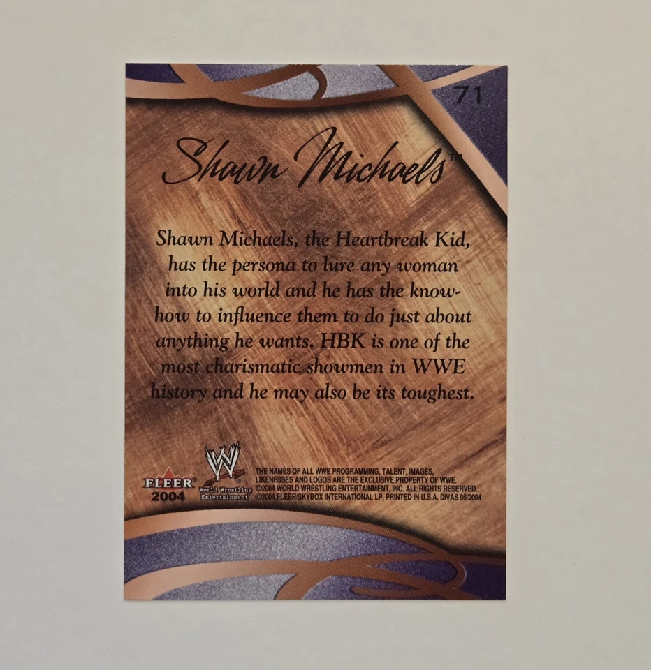 Tarjeta automática Fleer WWE 2004 Shawn Michaels #71 de colección 🔥 coleccionable Foto 3 de 4