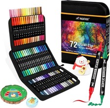72 Colors Acrylic Paint Markers, Dual Tip with 1 Count Pack of 72 , 72 Color