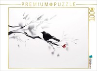 Calvendo Puzzle Blackbird And Red Flowers | 1000 Pieces, Finished Size 25.2 × 18