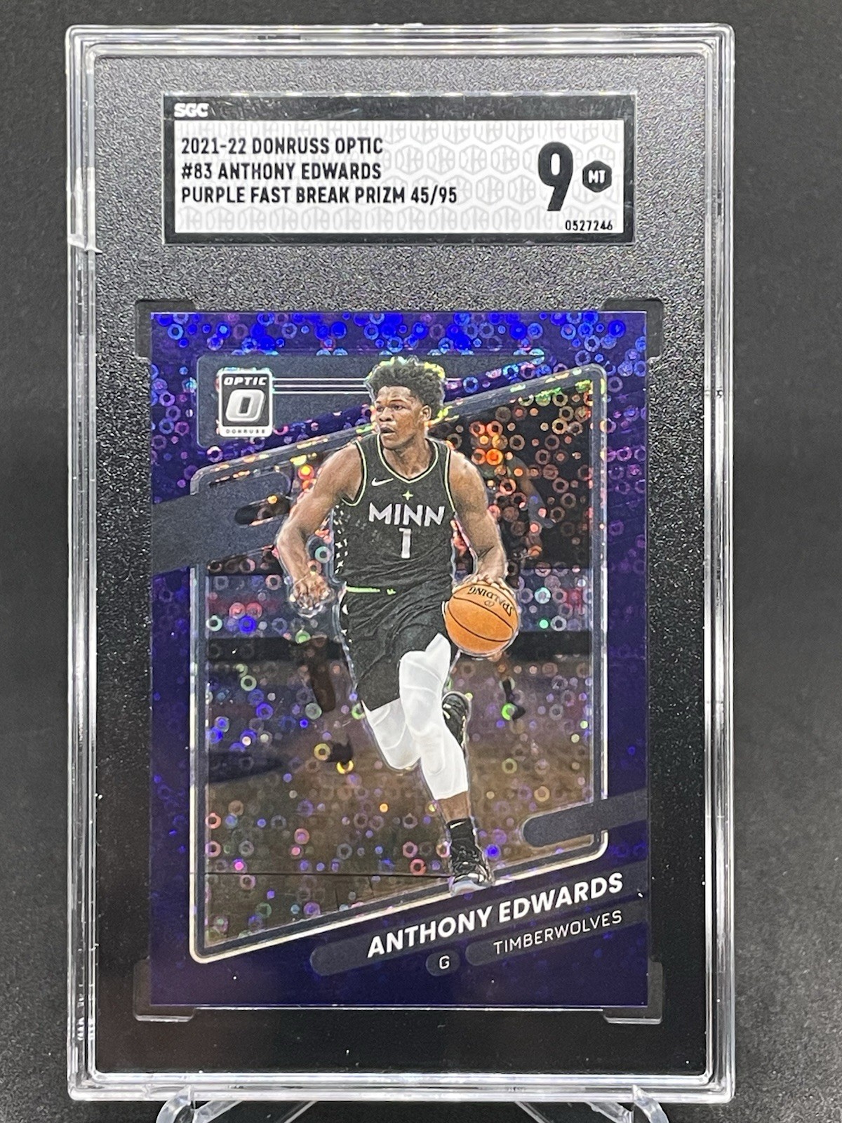 2021-22 Donruss Optic Anthony Edwards /95 Purple Fast Break Holo Prizm #83 Disco