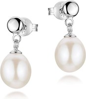 925 Sterling Silver Oval Drop Earrings Rhodium Plated Wedding Jewelry
