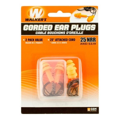 Walker's 25dB NRR Noise-Reducing ANSI S3.19 2 Count (Pack of 1), Yellow 
