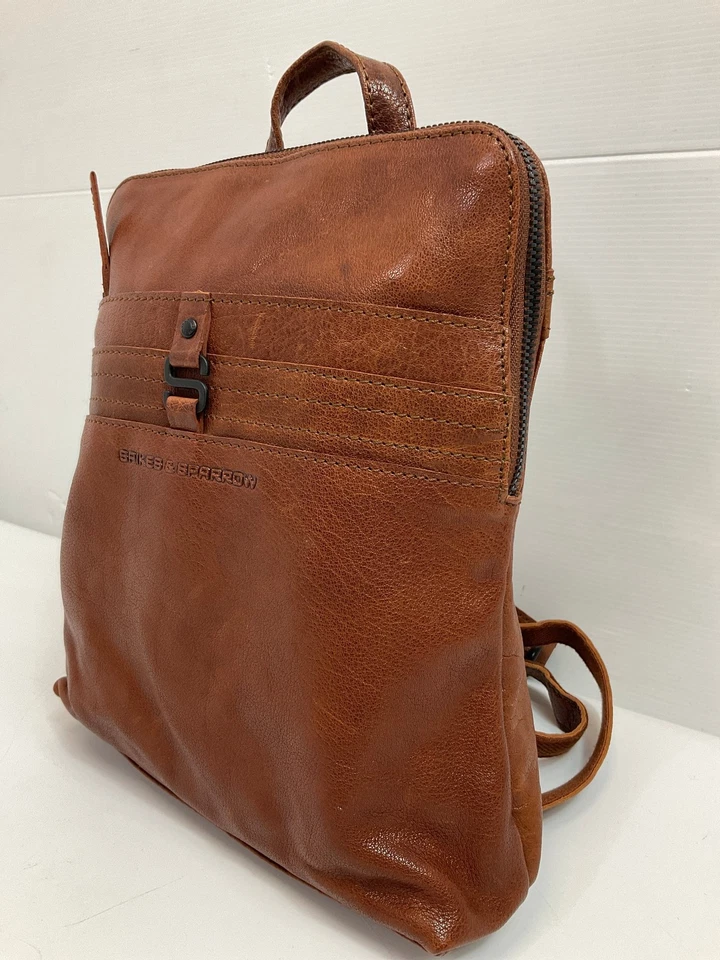 Spikes & Sparrow Leather Backpack Brown Stylish Design 10” x 12” - Image 2 of 4