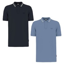 JOOP Jeans Men Polo Shirt Agneloa - Blue Pique Jersey Cotton Blend