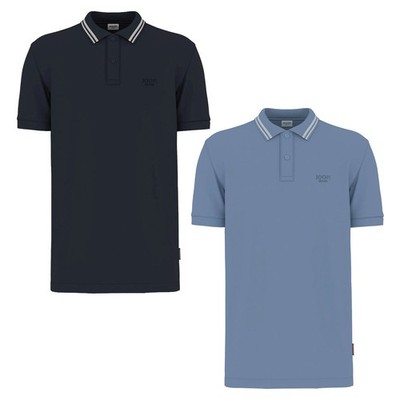 JOOP! Jeans Men Polo Shirt Agneloa - Blue Pique Jersey Cotton Blend