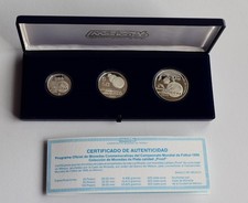 MÉXICO PROOF 100 50 25 PESOS 1986 FÚTBOL Copa Plata 1985 Conjunto Monedas
