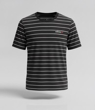 Adidas Striped T-Shirt Size L Black White Trefoil Logo