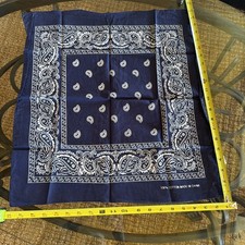 Rodeo Cowboy Ranch Hankie Bandana Navy Blue Paisley 100 Cotton 21  Clean Pressed