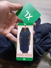 Teddi Rose Dress Womens X-Large Navy Button Down Belted Tencel Pockets