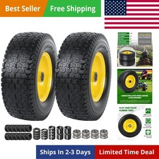 2-Pack 13x5.00-6 Flat Free Tire and Wheel Assembly, Solid Lawn Mower Front Wh...