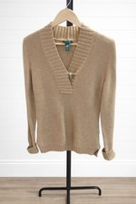 Lauren Ralph Lauren Camel Cotton V-Neck Sweater M