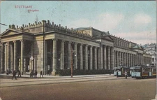 Stuttgart Königsbau Baden Württemberg Germany Tram Biplane Postcard