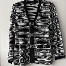 St John evening knit jacket black rhinestones embellished blazer size 4 B20