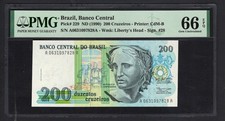 Brazil 200 Cruzeiros ND(1990) P229 Uncirculated Grade 66