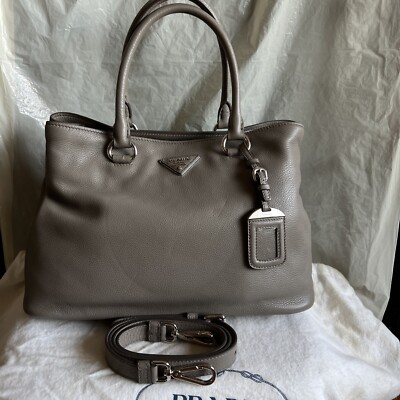 Authentic PRADA Borsa Vitello Daino Argilla ( Taupe ) Pebbled