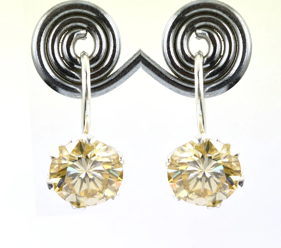 Pendientes colgantes de diamantes champán con certificación de 4,5 quilates - Envío gratuito y tarifas. Foto 4 de 4