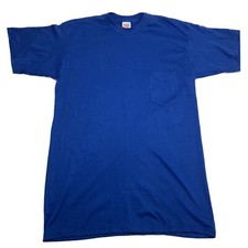 Men’s Vintage Single Stitch Pocket Tshirt XL (46-48) Solid Blue NWOT Made In USA
