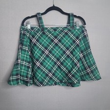 Royal Bones Womens Green Plaid Skirt Suspender Straps Goth Punk Size XL NWT