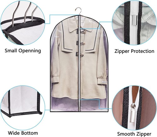 3-teilig 40 Zoll Kleidersack Reise Anzug Kleid Aufbewahrungstasche Klarsichthülle Durchgehender Reißverschluss Mantel - Bild 8 von 16