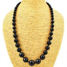 295.00 Cts Natural Faceted Black Spinel Round Shape Beads Necklace NK 21E175