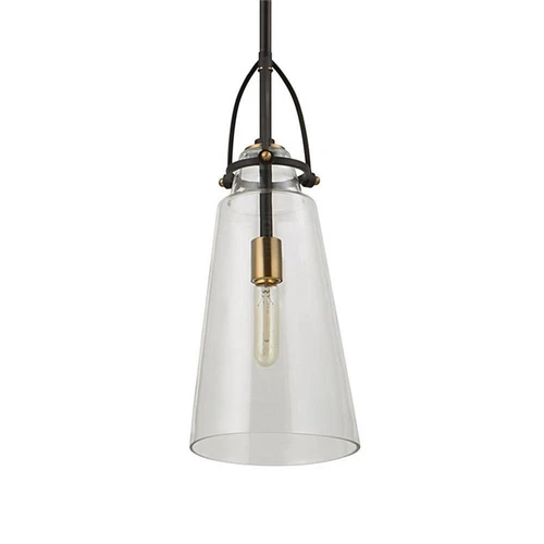 Uttermost Saugus 1-light Steel and Glass Pendant in Black and Brass - Picture 5 of 10