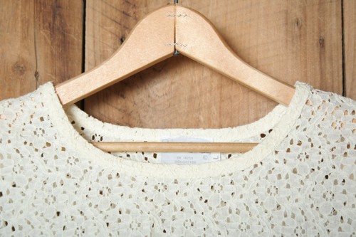 Vintage PIERRE CARDIN Floral Lace Sheer Blouse w/Removable Shoulder Pads Sz. L - Picture 3 of 10