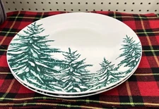 2- New Royal Norfolk Christmas Dinner Plate Winter Green Trees Snow