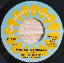 Chordettes "Eddie, My Love / Mr. Sandman" reissue VG+