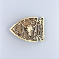 Arrowhead Bull Native American Western Bronze Metal Fashion Belt Buckle