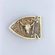 Arrowhead Bull Native American Western Bronze Metal Fashion Belt Buckle