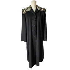 Vintage 40s Stylecraft Bon Marche Crepe Blend Lined Faux Leopard Fur Collar Coat