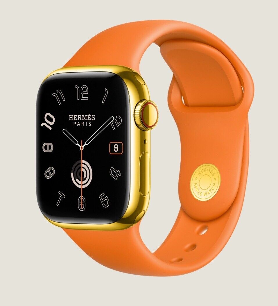 24k Gold Apple Watch HERMES Series 9 41mm Stainless Steel 24k Gold Apple Watch HERMES Series 9 41mm Stainless Steel