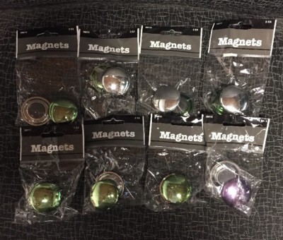 Baumgartens 1-1/2'' Round Lightweight Magnets In Asst Colors. 2 Per Pk (8 Packs!)