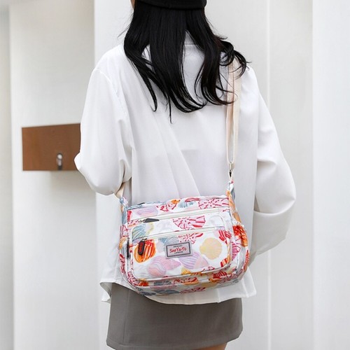 Large Capacity Crossbody Bag for Women Flower Print Shoulder Bag Handbag Purse - Picture 4 of 16