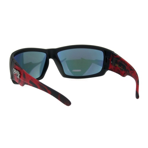 Choppers Sunglasses Men's Biker Fashion Rectangular Flame Design - Picture 25 of 26