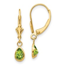 23mm 14K Yellow Gold 6x4mm August/Peridot Earrings